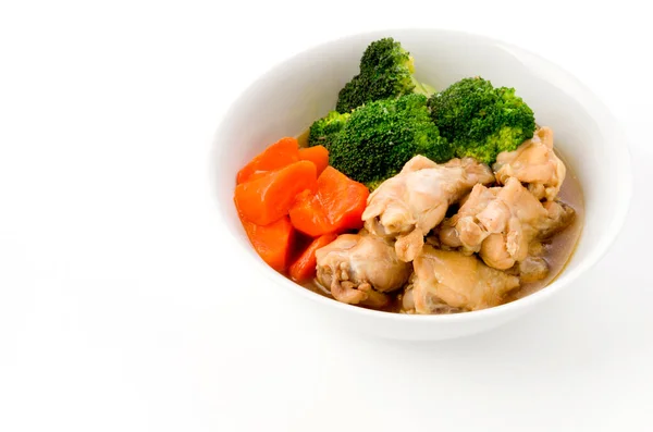 Japans Eten Nimono Broccoli Wortel Kip Sudderen — Stockfoto