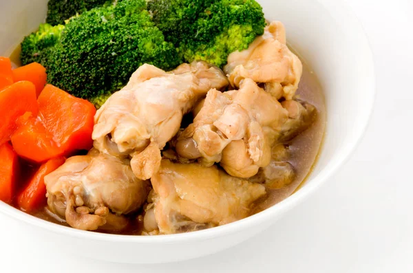 Japanisches Essen Nimono Brokkoli Karotte Und Hühnchen Gekocht — Stockfoto