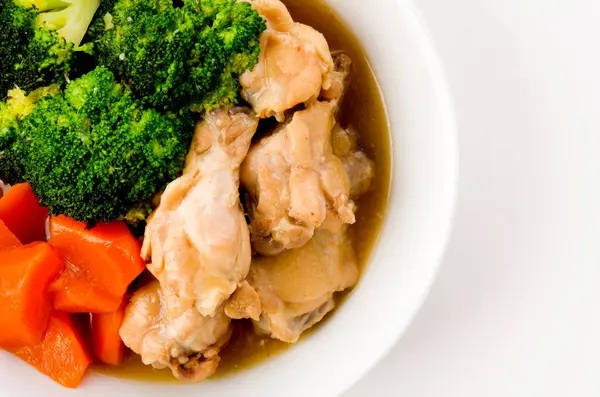 Japans Eten Nimono Broccoli Wortel Kip Sudderen — Stockfoto