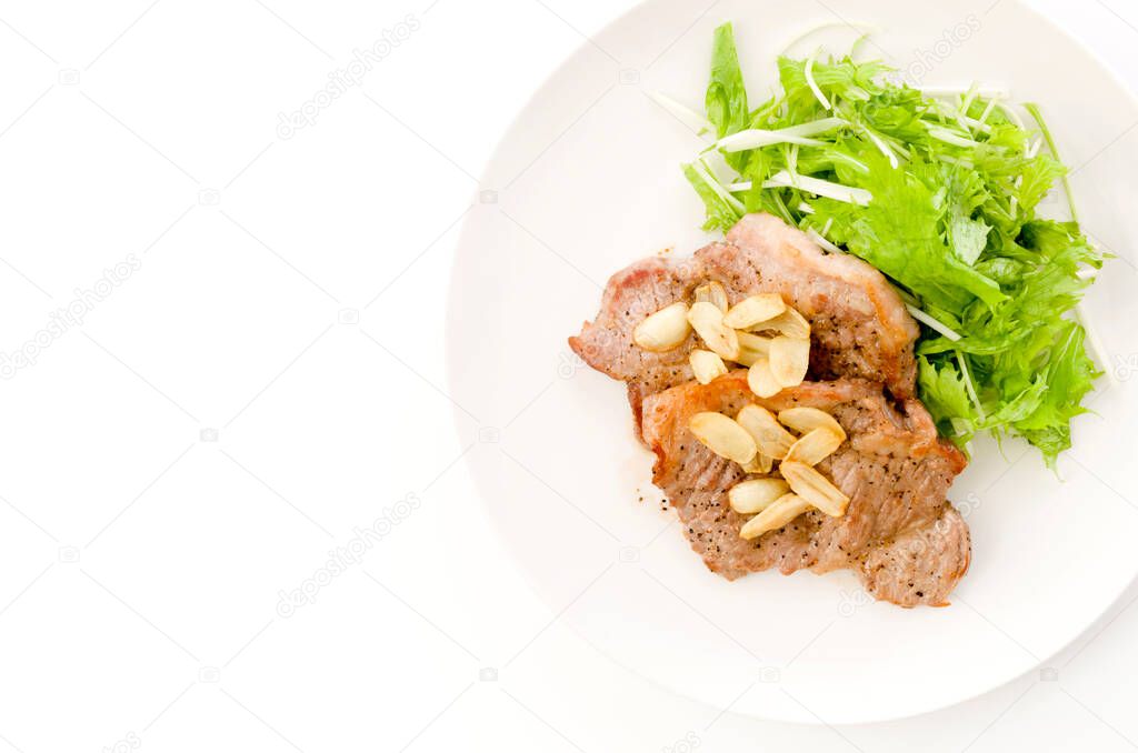 Pork steaks with Leaf Vegetable