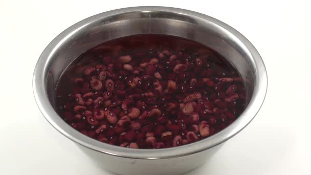 Bowl Red Kidney Beans Soaked Water Cooking — Stock Video