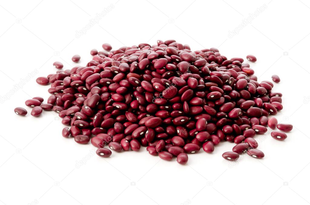 fresh red kidney beans on a white background