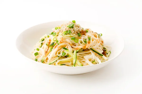 Cibo Giapponese Spaghetti Somen Con Shirasu Cetriolo — Foto Stock