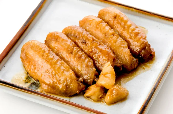 Alitas Pollo Teriyaki Dulces Picantes Con Ajo — Foto de Stock