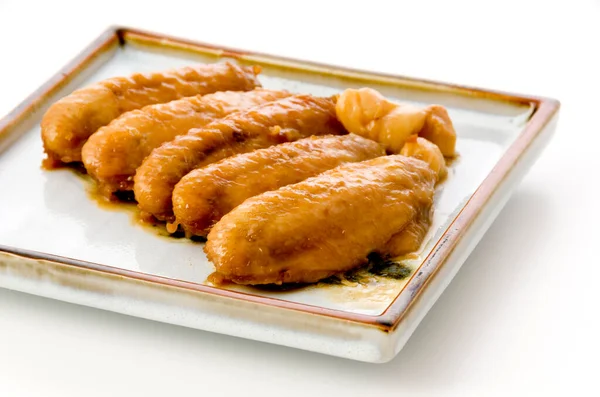 Édes Fűszeres Teriyaki Csirkeszárny Fokhagymával — Stock Fotó