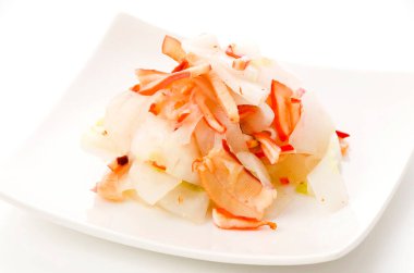 Japon yemeği, Aemono, Okinawa sarı salatalığı ve soslu mürekkep balığı..