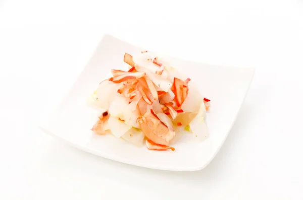 Japans Eten Aemono Okinawan Gele Komkommer Inktvis Gekleed Met Saus — Stockfoto