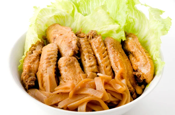 Japans Eten Nimono Gekookte Kippenvleugels Konjac — Stockfoto