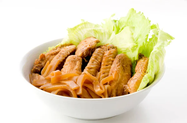 Japans Eten Nimono Gekookte Kippenvleugels Konjac — Stockfoto