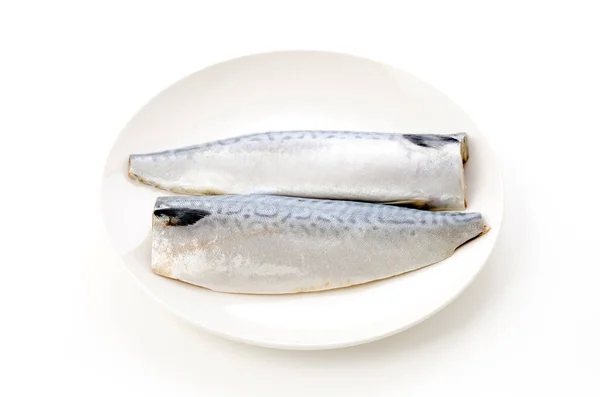 Beyaz Tabakta Tuzlu Balık Fileto — Stok fotoğraf