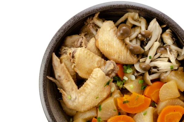 Japanisches Essen Gekochter Hühnerflügel Und Gemüse — Stockfoto