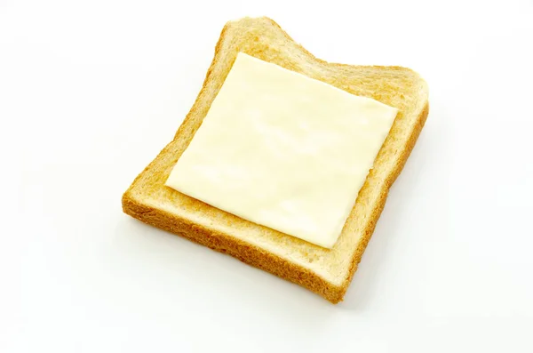 Slices Cheese Toast Isolated White Background — Stock Photo, Image