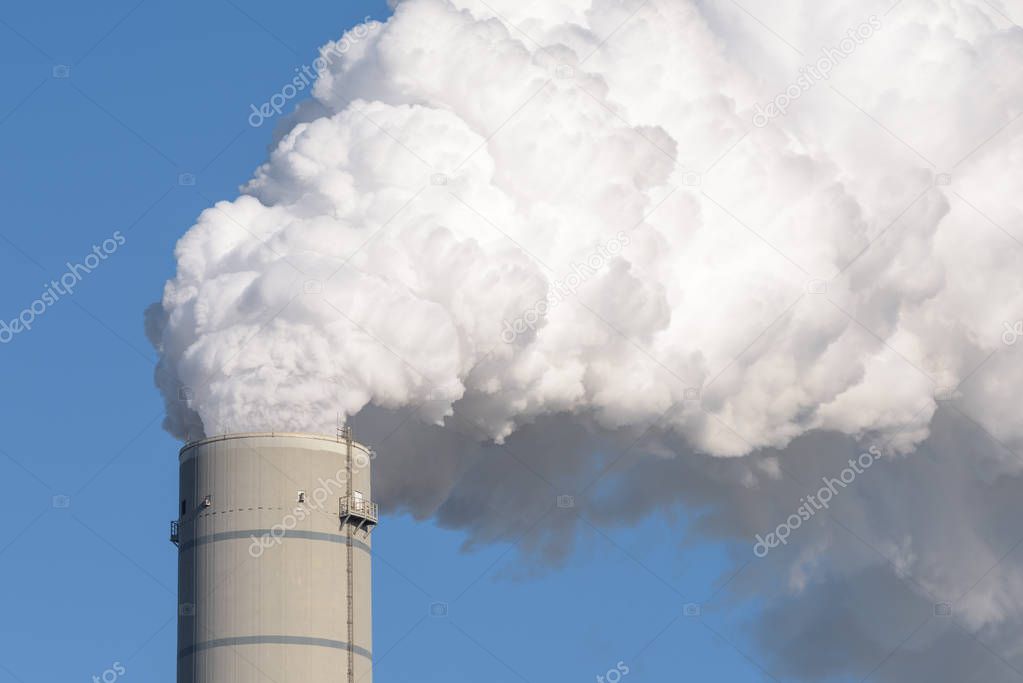 Chimney with smokestack of a coal power plant