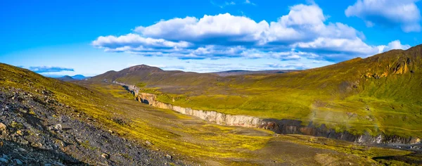 Panorámás Kilátás Szép Színes Izlandi Táj Izland Késő Nyáron Kék — Stock Fotó