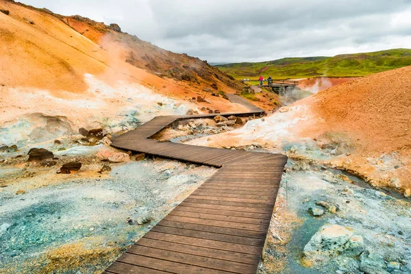 Bojová Krajiny Geotermální Aktivní Zóny Islandu Letní Čas — Stock fotografie