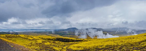 Panoramisch Uitzicht Prachtige Kleurrijke Ijslandse Landschap Ijsland Late Zomer Tijd — Stockfoto