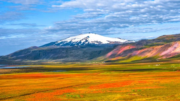 Snaefellsjoekull Csúcs Izlandi Színes Vad Táj Nyári Időszámítás Izland — Stock Fotó