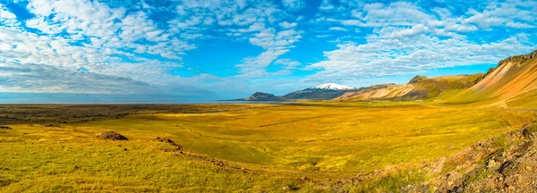 Snaefellsjoekull Peak Islandské Barevné Divoké Krajiny Letní Době Island — Stock fotografie