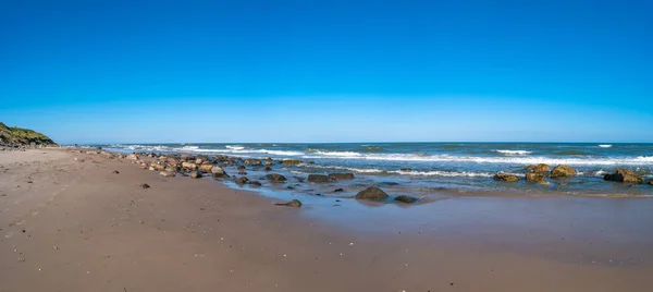 Küste Strand Und Leuchtturm Hütten Dänemark Sommerzeit — Stockfoto