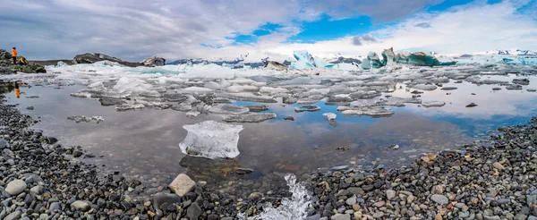 Wunderschöner Blick Auf Die Gletscherlagune Jokulsarlon Auf Südisland Sommerzeit Sonniger — Stockfoto
