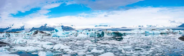Wunderschöner Blick Auf Die Gletscherlagune Jokulsarlon Auf Südisland Sommerzeit Sonniger — Stockfoto