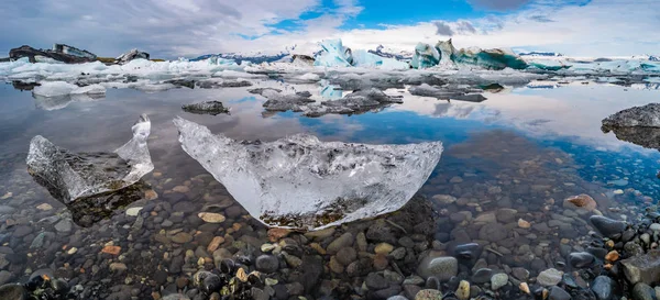 Vista Maravilhosa Lagoa Glaciar Jokulsarlon Islândia Sul Hora Verão Dia — Fotografia de Stock