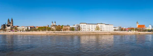 Vue Panoramique Elbe Ancienne Nouvelle Ville Magdebourg Allemagne Été — Photo