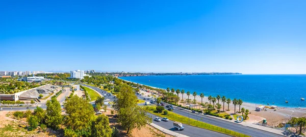 Panoramautsikt Över Fågel Utsikt Över Antalya Och Medelhavet Seacoast Och — Stockfoto