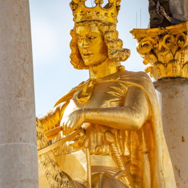 Altın atlı heykeli Magdeburger Reiter, Kral ve Knight, Magdeburg, Almanya, portre, ayrıntıları