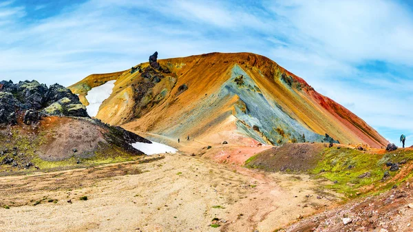 Hermosas Montañas Volcánicas Coloridas Landmannalaugar Islandia Hora Verano Panorama — Foto de Stock