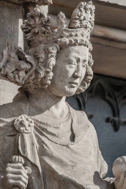 Kraliçe, Magdeburg, Almanya, sonbahar, portre, ayrıntıları katedralde ana cephe duvar rakam