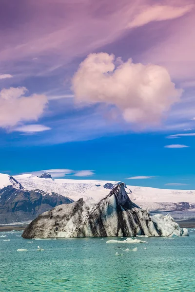 Underbar Utsikt Över Jökulsárlón Glaciärlagunen Södra Island Tidig Solnedgång — Stockfoto