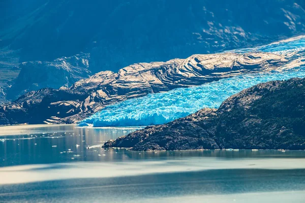 Vista Panorâmica Parque Nacional Torres Del Paine Sua Lagoa Cinzenta — Fotografia de Stock