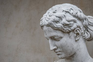 Eski bir çiçek, Potsdam, Almanya ile şehvetli Yunan Rönesans dönemi kadın heykeli