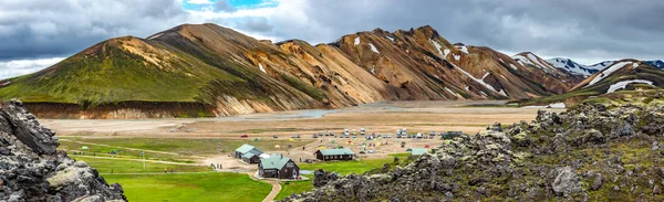 Красива Барвиста Вулканічних Гір Landmannalaugar Кемпінгу Ісландії Формування Землі — стокове фото