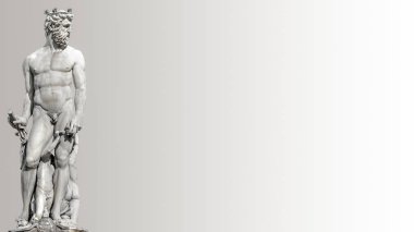 Floransa, İtalya düz arka plan izole, güçlü Neptün'ün heykeli