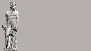 Floransa, İtalya hatta arka plan izole, güçlü Neptün'ün heykeli