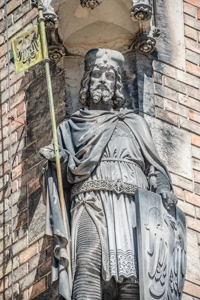 Antigua Estatua Caballero Catedral San Vito Praga República Checa —  Fotos de Stock