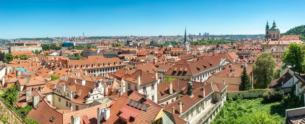 Bird view of Old Town in Prague, Czech Republic, summer, panorama