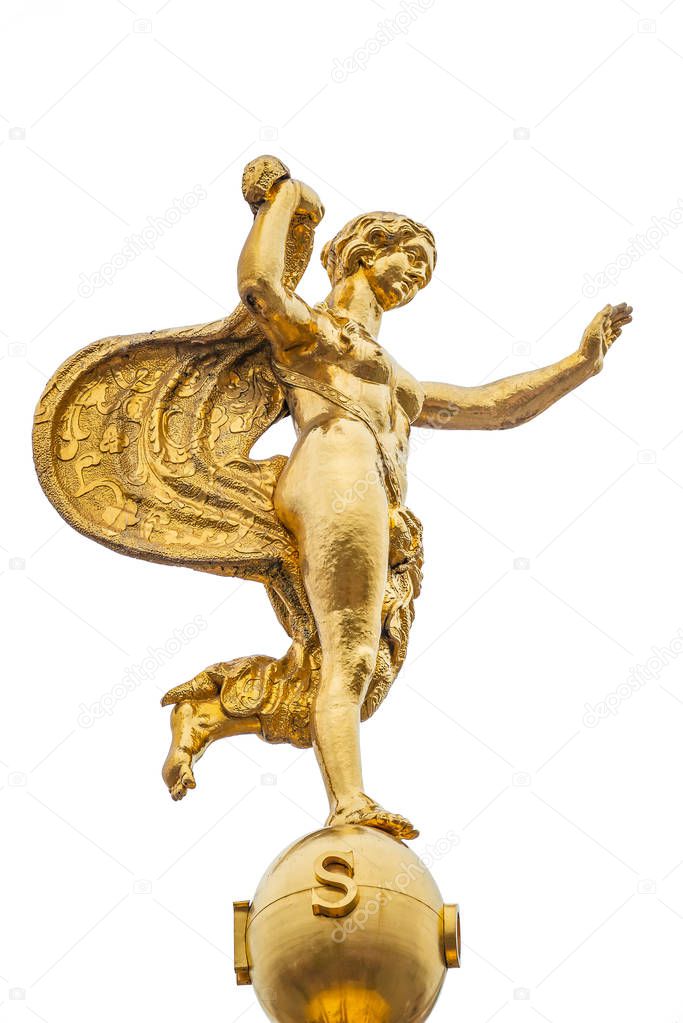 Top figure of ancient Greek goddess Fortuna at Fortunaportal in 