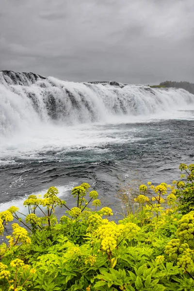 Schöner Breiter Und Wilder Faxafoss Wasserfall Ost Süd Island Der — Stockfoto