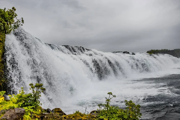 Pięknej Szerokiej Dziki Wodospad Faxafoss Południowo Wschodniej Islandii Pobliżu Reykjavik — Zdjęcie stockowe