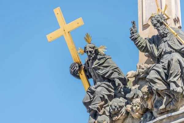 Columna Santísima Trinidad Figuras Los Santos Praga República Checa Cielo —  Fotos de Stock