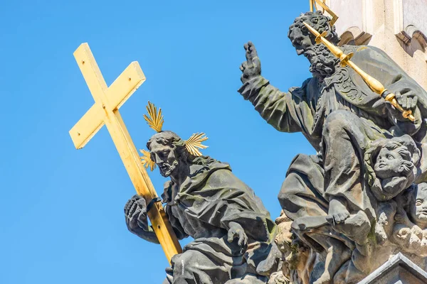 Columna Santísima Trinidad Figuras Los Santos Praga República Checa Cielo —  Fotos de Stock