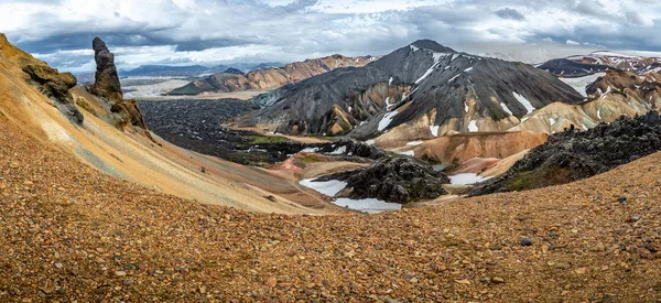 Όμορφη πολύχρωμα ηφαιστειακά βουνά Landmannalaugar ως καθαρή wi — Φωτογραφία Αρχείου