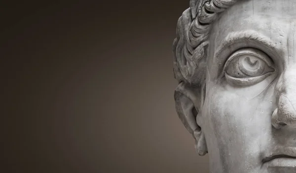 Statue of Roman Nobel Man, his face at closeup, isolated at smoo