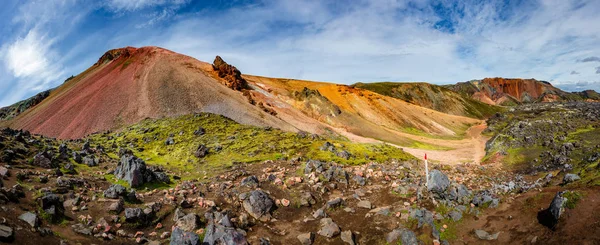 Panoramic view of the most colorful volcanic mount Brennisteinsa — Stock Photo, Image