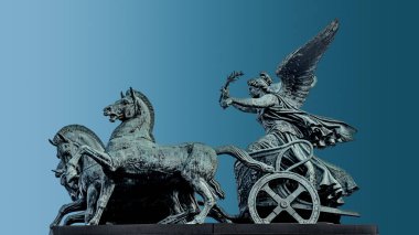 Bronze quadriga statue of goddess of Victory, Nike, at Austrian  clipart