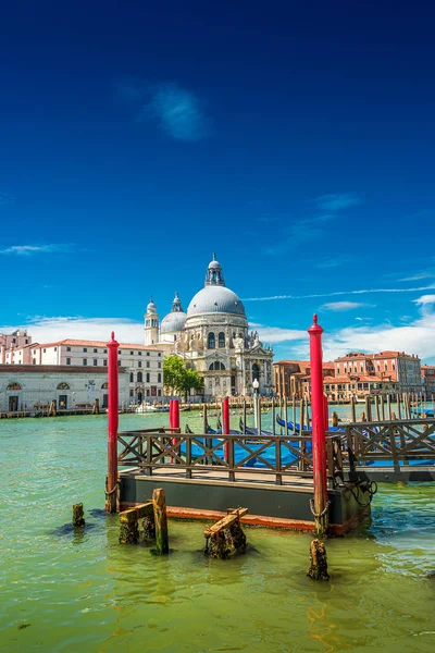 Colorful view of Basilica di Santa Maria della Salute and busy G — Stock Photo, Image