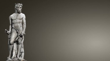 Floransa güçlü Neptün Heykeli, İtalya, smoot izole